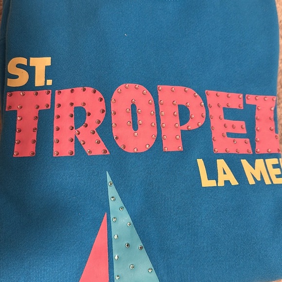 BRIGHT BLUE ST. TROPEZ JET SETTER SURF WASH CREWNECK - Picture 4 of 11